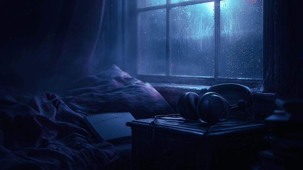 Dark ambient music can create a slow spacious atmosphere for overthinking