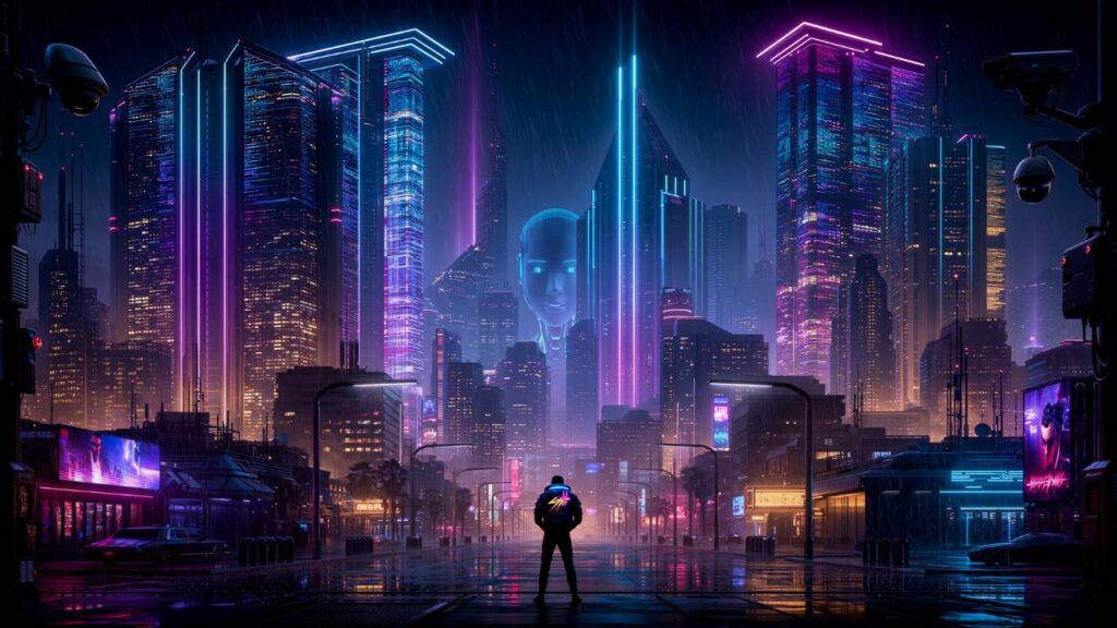 Cyberpunk Corporate Power and Digital Surveillance