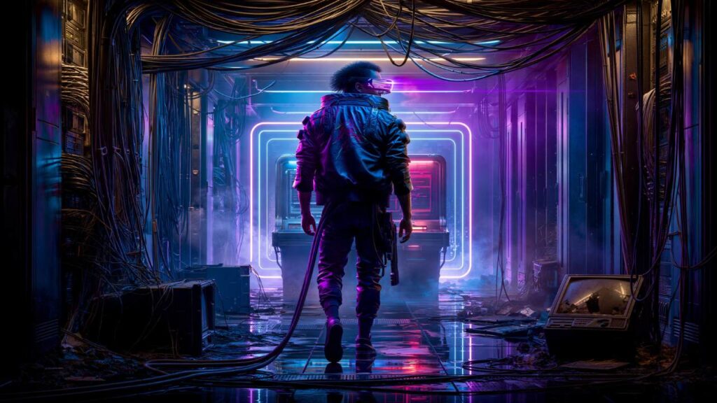 Netrunner Entering an Abandoned Cyberpunk Network